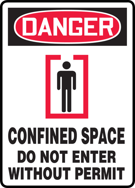 Danger - Confined Space Do Not Enter Without Permit (W/Graphic) - Re-Plastic - 10'' X 7''