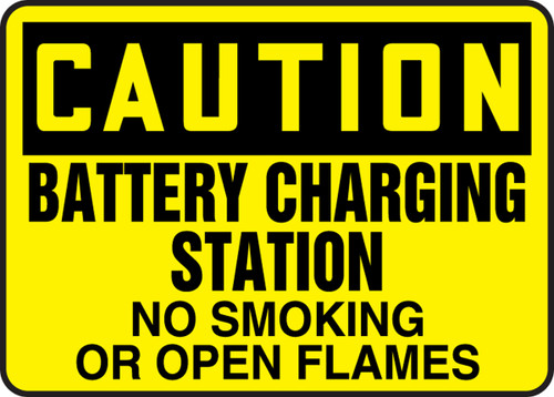 Caution - Battery Charging Station No Smoking Or Open Flames - Dura-Plastic - 10'' X 14''