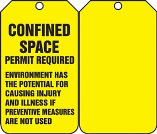 Confined Space Permit Required Status Alert Tag