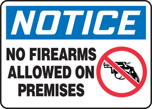 Notice - No Firearms Allowed On Premises (W/Graphic) - Accu-Shield - 5'' X 7''