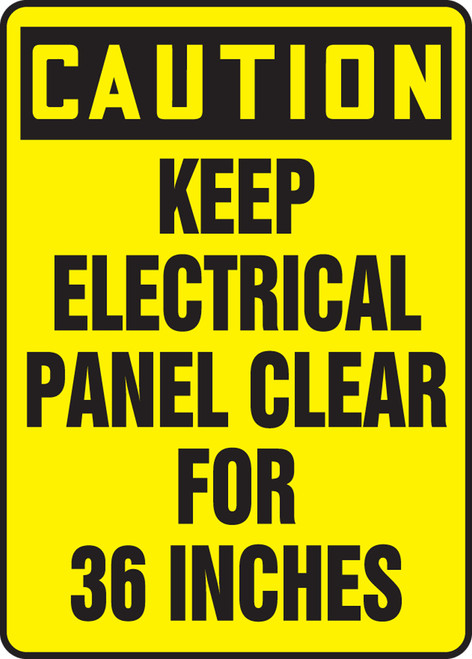 Caution - Keep Electric Panel Area Clear For 36 Inches - .040 Aluminum - 14'' X 10''