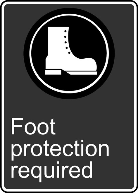 Foot Protection Required (Chaussures De Securite Obligatoires) - Adhesive Vinyl - 14'' X 10''