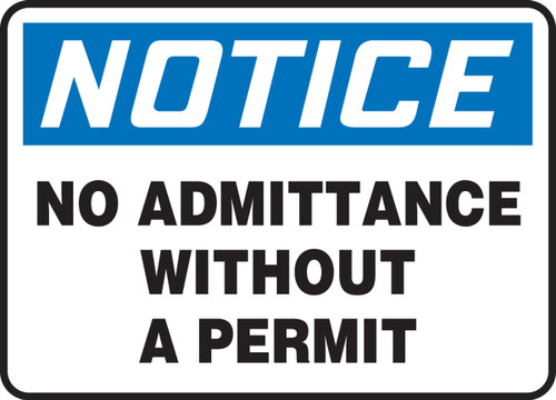 notice no admittance without a permit sign madm800