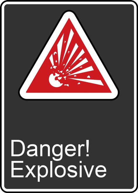Danger Explosive (Danger D'Explosion) - Plastic - 14'' X 10'' 2