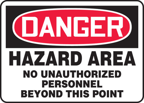 Danger - Hazard Area No Unauthorized Personnel Beyond This Point