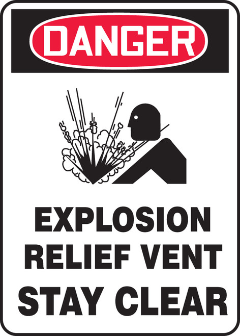 Danger - Danger Explosion Relief Vent Stay Clear W/Graphic - Plastic - 14'' X 10''