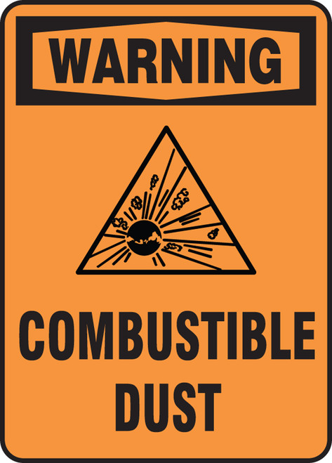 Warning - Warning Combustible Dust W/Graphic - Adhesive Vinyl - 14'' X 10''
