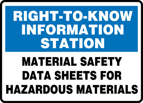 Right-To-Know Information Station Material Safety Data Sheets For Hazardous Materials - .040 Aluminum - 10'' X 14''