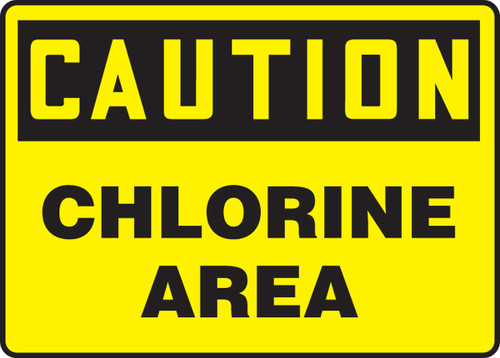 Caution - Chlorine Area - Plastic - 10'' X 14''