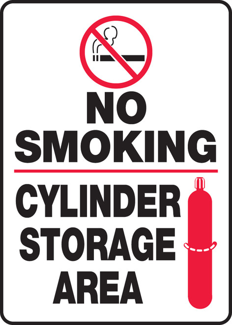 No Smoking Cylinder Storage Area (W/Graphic) - Re-Plastic - 14'' X 10''