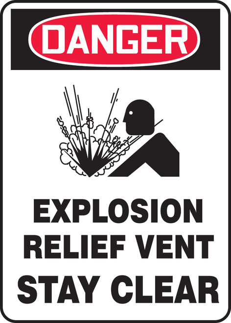 Danger - Danger Explosion Relief Vent Stay Clear W/Graphic - Adhesive Dura-Vinyl - 10'' X 7''