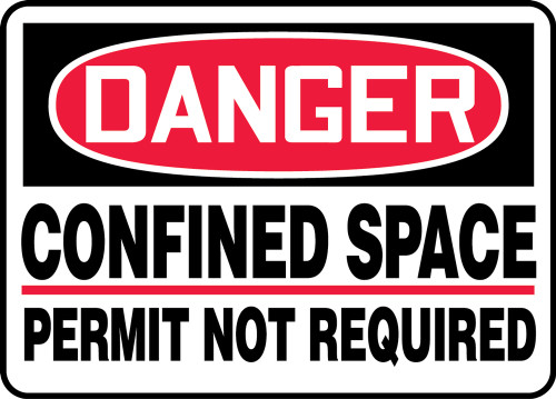 Danger - Confined Space Permit Not Required - Dura-Plastic - 10'' X 14''
