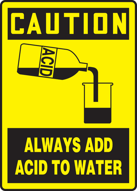 Caution - Always Add Acid To Water (W/Graphic) - .040 Aluminum - 14'' X 10''