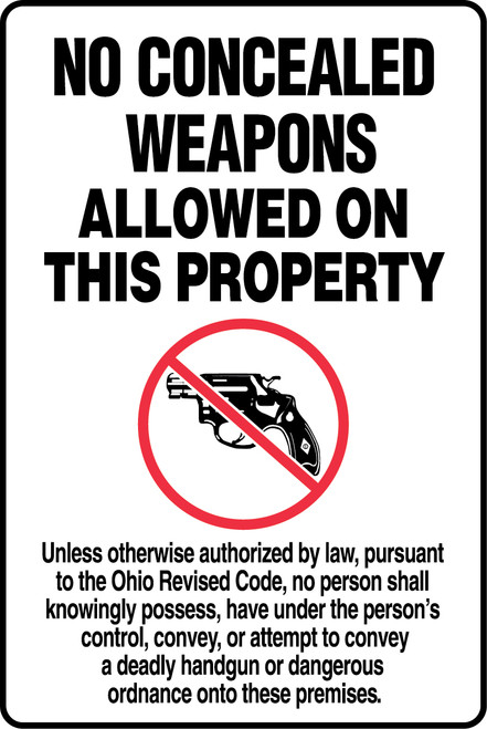 Ohio Concealed Weapon Sign