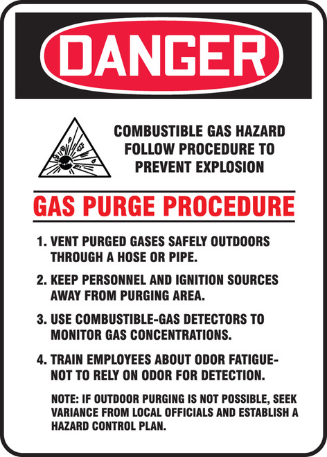 Danger - Danger Combustible Gas Hazard Follow Procedure To Prevent Explosion ... W/Graphic - Aluma-Lite - 14'' X 10''