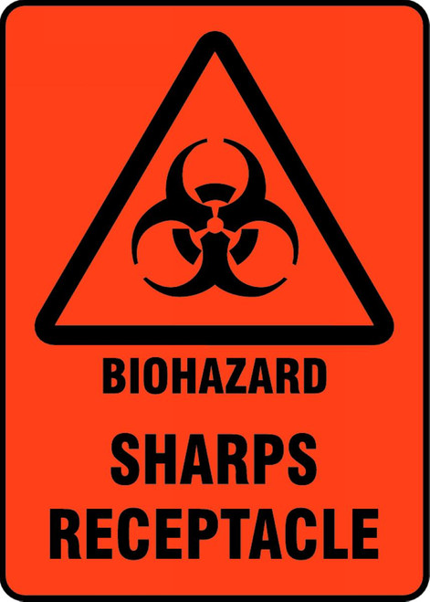 Biohazard Sharps Receptacle Sign MBHZ520VP