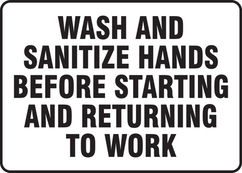 Wash And Sanitize Hands Before Starting And Returning To Work