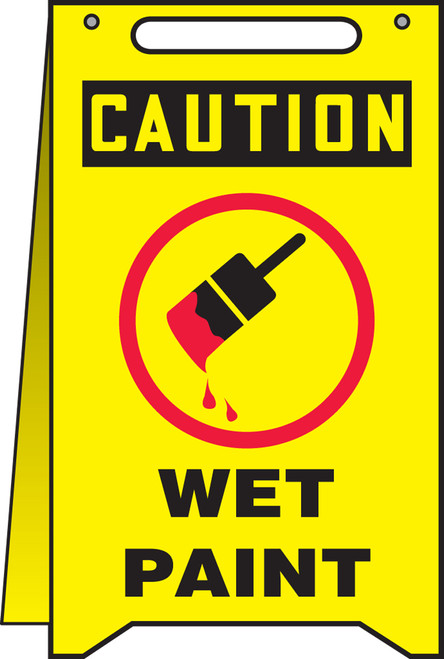 Caution Wet Paint Fold Up Sign with graphic