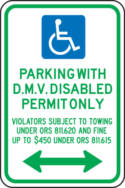 Oregon Parking With D.M.V. Disabled Permit Only. Violators Subject To Towing 1