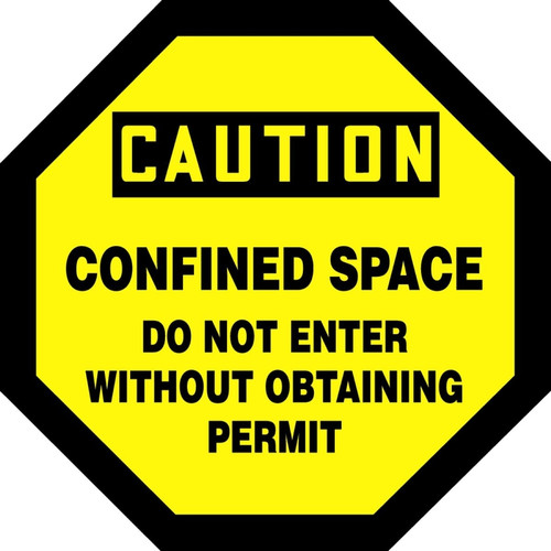 Caution - Confined Space Do Not Enter Without Obtaining Permit - Dura-Fiberglass - 12'' X 12''