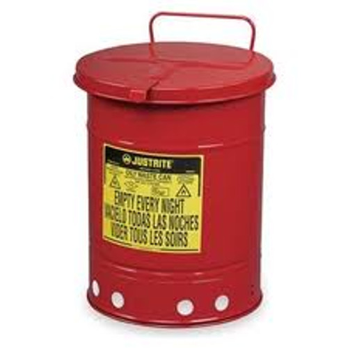 Oily Waste Can 10 Gallon Red w/ Hand Operated Cover