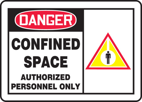 Danger - Confined Space Authorized Personnel Only (W/Graphic) - Re-Plastic - 10'' X 14''