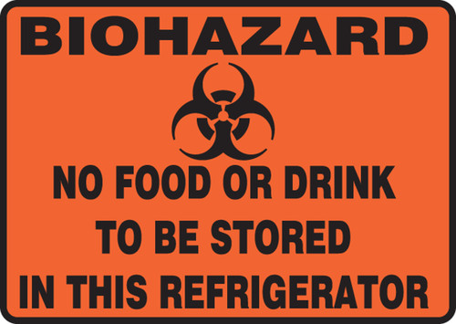 Biohazard No Food Or Drink To Be Stored In This Refrigerator (W/Graphic) - Aluma-Lite - 7'' X 10''