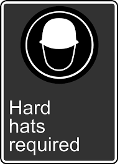 Hard Hats Required (Casques De Protection Obligatoires) - Plastic - 14'' X 10'' 2