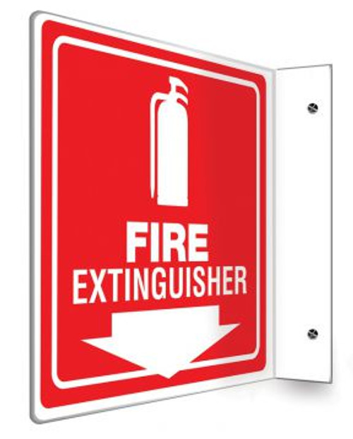 Fire Extinguisher (White/Red) - 90D 8" x 8" - Safety Panel - Projection Sign