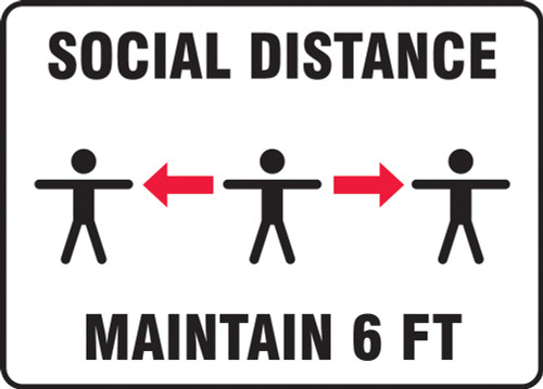 Social Distance Maintain 6 FT - 3 People - Safety Sign