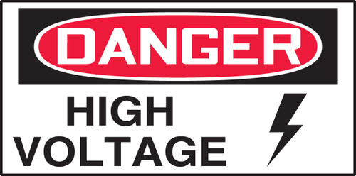OSHA Danger Safety Label: High Voltage - Voltage Graphic - 1 1/2" x 3" - Pack of 10 - Adhesive Vinyl