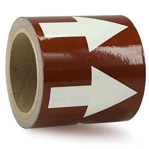 White Arrow on Brown - 4" x 54' - Directional Flow Arrow Safety Tape