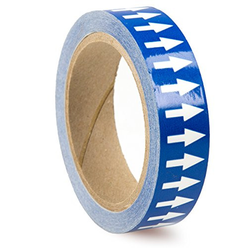 White Arrow on Blue- 1" x 108' - Directional Flow Arrow Safety Tape