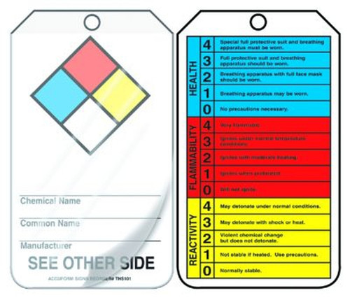 Hazardous Material (NFPA and HMCIS) - 5 3/4" X 3 1/4" PF Cardstock