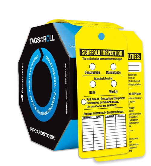 Scaffold Inspection- TAR718 - 6 1/4" x 3" - 100 Per Roll - PF-Card Stock - Tags By-The-Roll