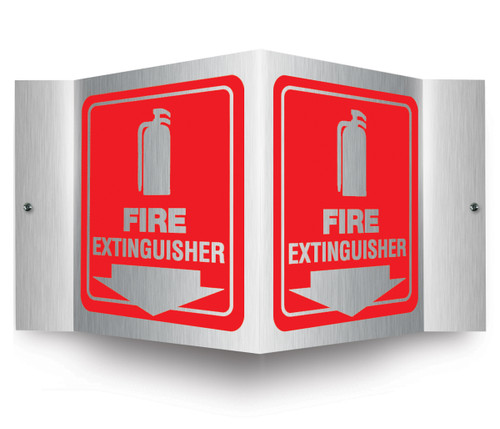 Fire Extinguisher- 3D 6" x 5" - Brushed Aluminum - Projection Sign