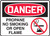 Danger - Propane No Smoking Or Open Flame (W/Graphic) - Adhesive Vinyl - 10'' X 14''