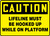 Caution - Lifeline Must Be Hooked Up While On Platform Caution - Lifeline Must Be Hooked Up While On Platform