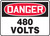 MELC083XV Danger 480 Volts Sign