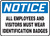 Notice - All Employees And Visitors Must Wear Identification Badges - .040 Aluminum - 7'' X 10''