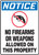 MACC817XP Notice No firearms or weapons allowed on this property sign