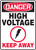 Danger - High Voltage Keep Away (W/Graphic) - Adhesive Dura-Vinyl - 14'' X 10''