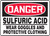 Danger - Sulfuric Acid Wear Goggles And Protective Clothing - Adhesive Vinyl - 7'' X 10''