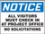 Notice - All Visitors Must Check In At Project Office No Solicitations - Aluminum - 24'' X 36''