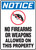 Notice - No Firearms Or Weapons Allowed On This Property (W/Graphic) - Dura-Plastic - 14'' X 10''