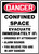 Danger - Confined Space Evacuate Immediately If: Ordered By Attendant Alarm Sounds You Believe You Are In Any Danger - Dura-Plastic - 14'' X 10''