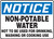 Notice - Non-Potable Water Not To Be Used For Drinking, Washing Or Cooking Use Notice - Non-Potable Water Not To Be Used For Drinking, Washing Or Cooking Use