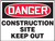 Danger - Construction Site Keep Out - Plastic - 18'' X 24''