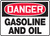 Danger - Gasoline And Oil - Adhesive Vinyl - 10'' X 14''