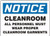 Notice Cleanroom All Personnel Must Wear Proper Cleanroom Garments